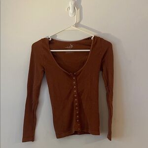 Free People Rust Button-Down Top